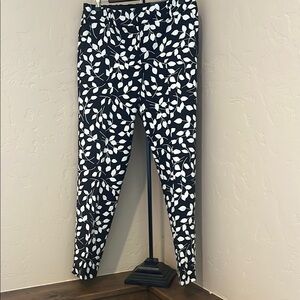 Black and light cream Leaf Print Pants